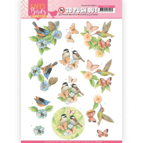 Push-out sheet - 3D - Jeanine’s Art - Happy Birds - SB10417