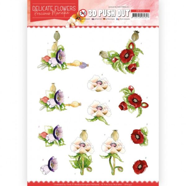 Push-out sheet-3D - Precious Marieke - Delicate Flowers - SB10451