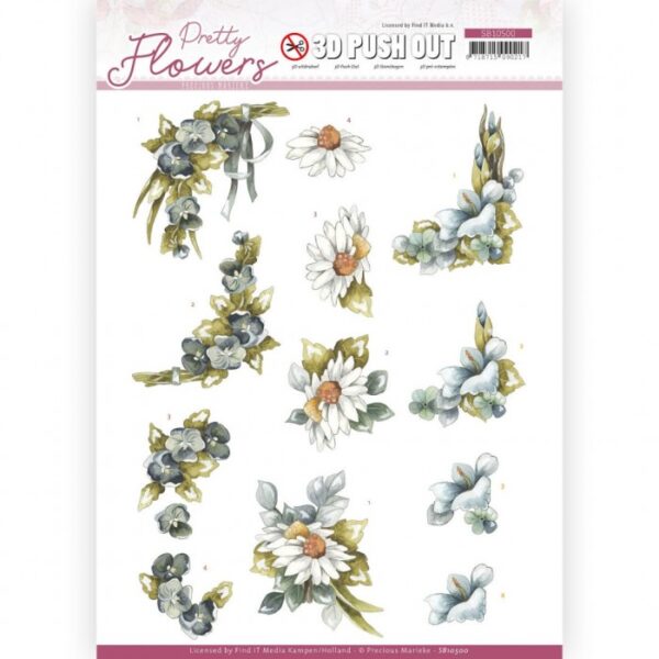Push-out sheet-3D - Precious Marieke - Pretty Flowers - SB10500
