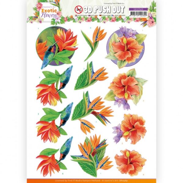 Push-out sheet - 3D - Jeanine’s Art - Exotic Flowers - SB10569