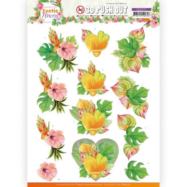 Push-out sheet - 3D - Jeanine’s Art - Exotic Flowers - SB10570