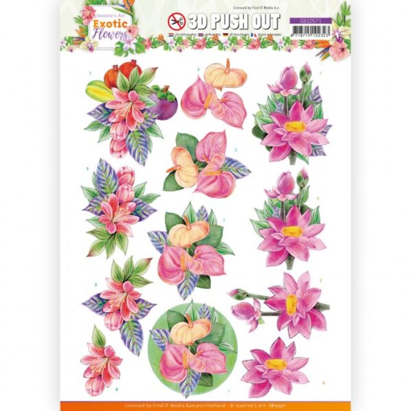 Push-out sheet - 3D - Jeanine’s Art - Exotic Flowers - SB10571