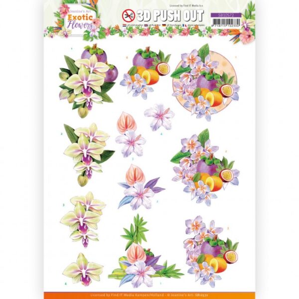 Push-out sheet - 3D - Jeanine’s Art - Exotic Flowers - SB10572