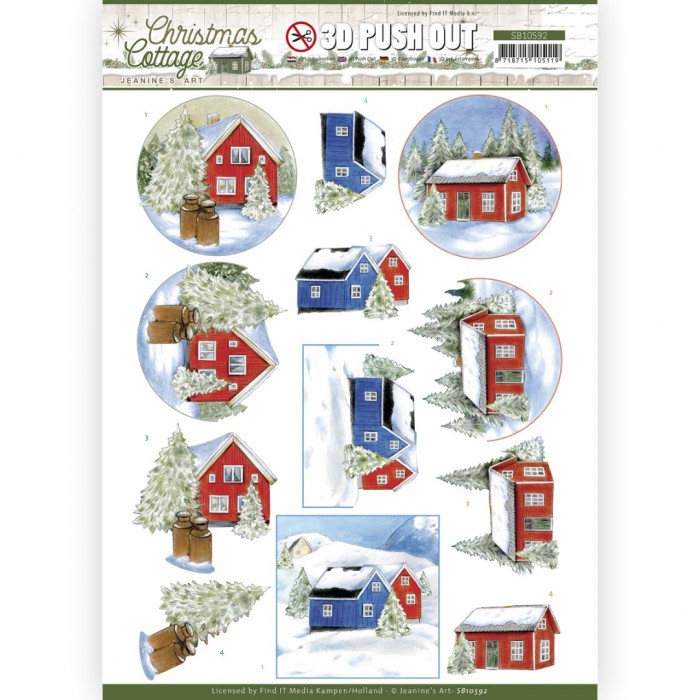 Push-out sheet-3D - Jeanine’s Art - Christmas Cottage - SB10592