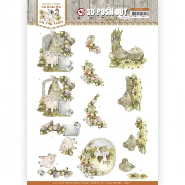 Push-out sheet-3D - Precious Marieke - Cuddling On The Farm - SB10611