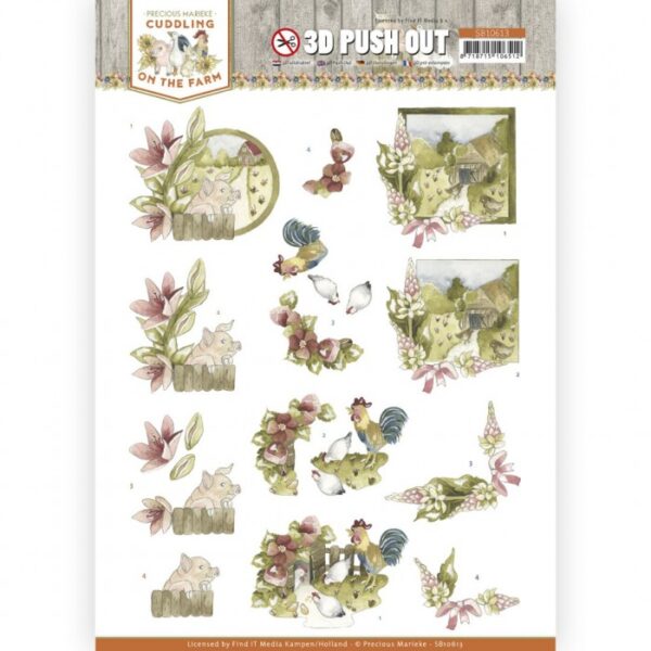 Push-out sheet-3D - Precious Marieke - Cuddling On The Farm - SB10613