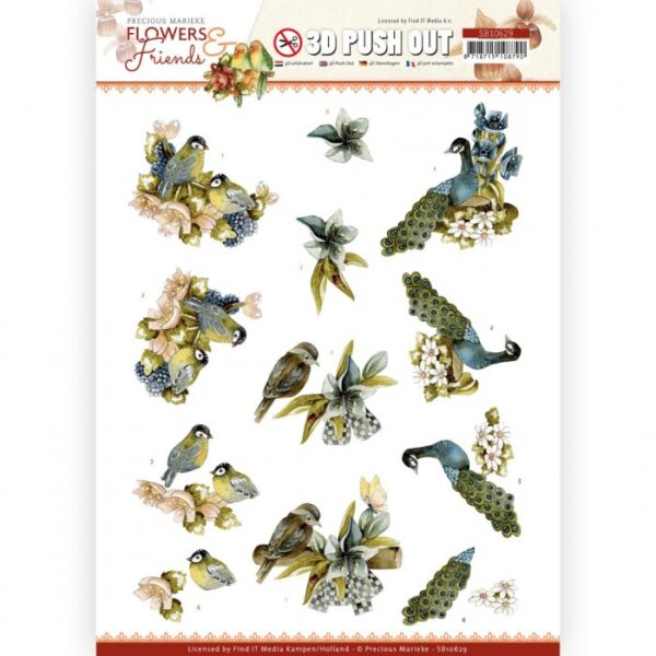 Push-out sheet-3D - Precious Marieke - Flowers & Friends - SB10629