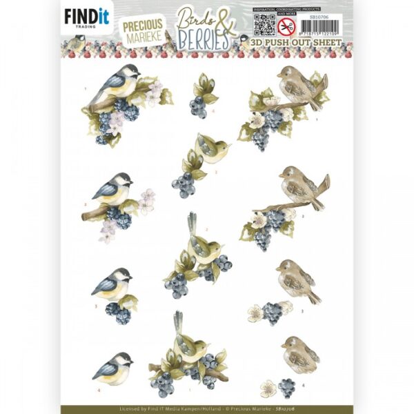 Push-out sheet-3D - Precious Marieke - Birds & Berries - SB10706