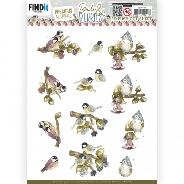 Push-out sheet-3D - Precious Marieke - Birds & Berries - SB10708