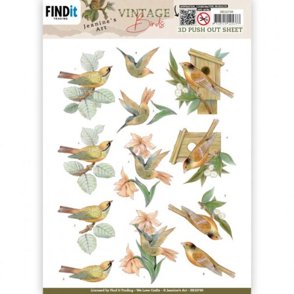 Push-out sheet - 3D - Jeanine’s Art - Vintage Birds - SB10749