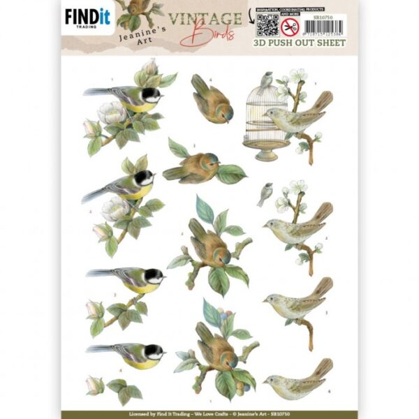 Push-out sheet - 3D - Jeanine’s Art - Vintage Birds - SB10750