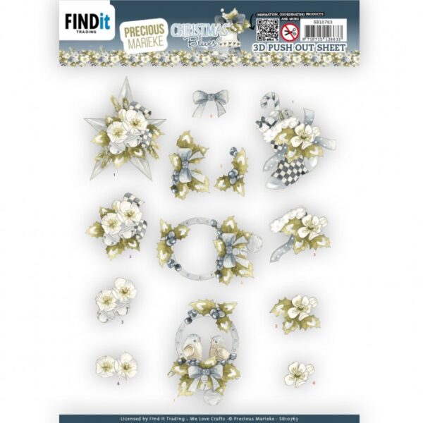Push-out sheet-3D - Precious Marieke - Christmas Blues - SB10763