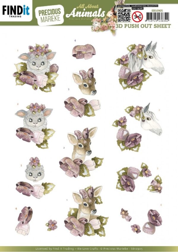 Push-out sheet-3D - Precious Marieke - All About Animals - SB10905