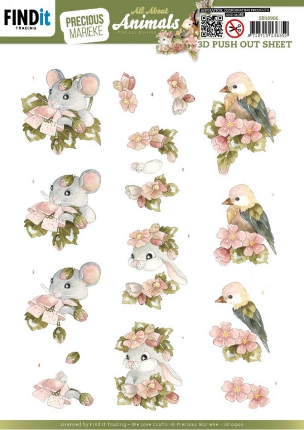 Push-out sheet-3D - Precious Marieke - All About Animals - SB10906