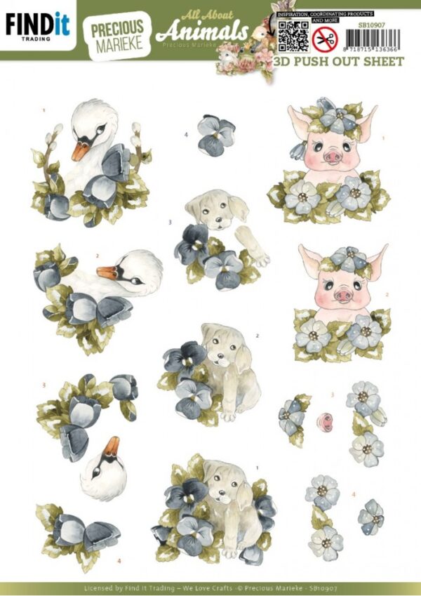 Push-out sheet-3D - Precious Marieke - All About Animals - SB10907