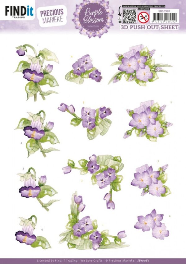 Push-out sheet-3D - Precious Marieke - Purple Blossom - SB10987