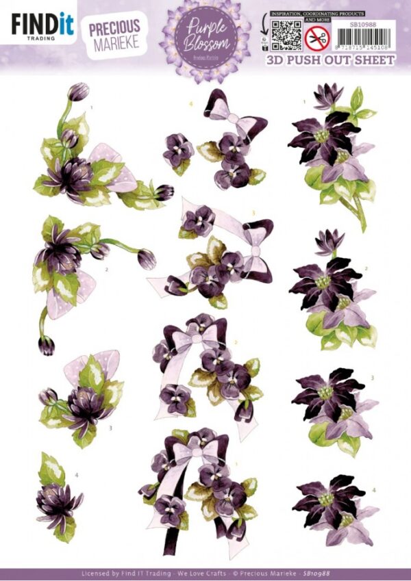 Push-out sheet-3D - Precious Marieke - Purple Blossom - SB10988
