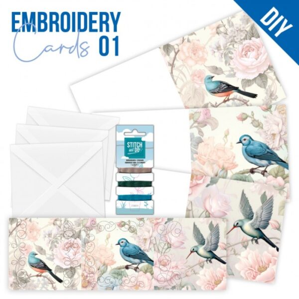 Embroidery Cards Nr. 01 Blue Birds