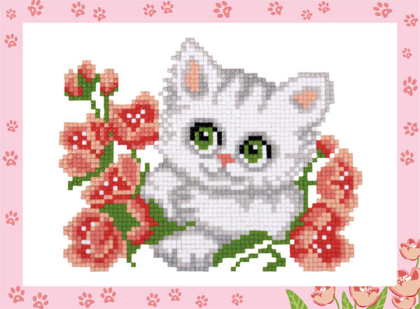 Freyja Diamond Painting Fotolijst | Kitten with Flowers