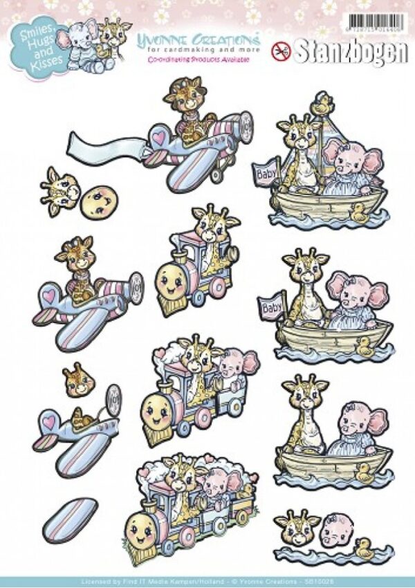 Push-out sheet - 3D - Yvonne Creations - Smiles, Hugs and Kisses - SB10028