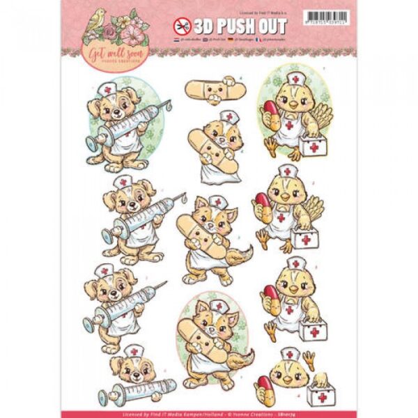 Push-out sheet - 3D - Yvonne Creations - Get Well Soon - SB10174
