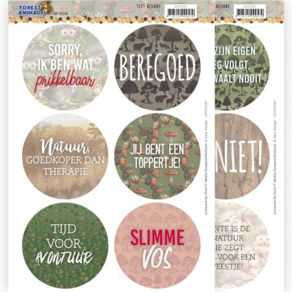 Push-out sheet - 3D - Amy Design - Forest Animals - ADTD1007