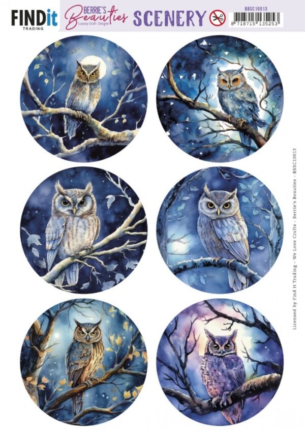 Push-out sheet - 3D - Berrie's Beauties - Owl Round - BBSC10013