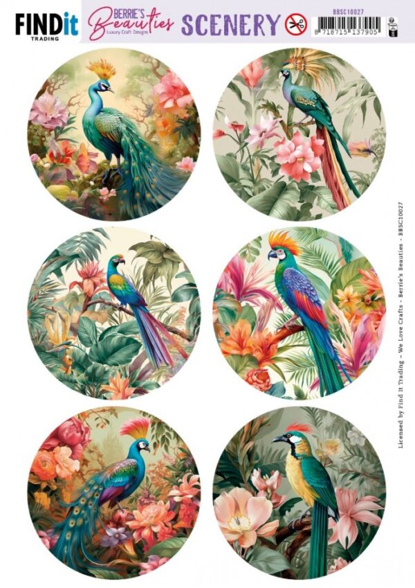 Push-out sheet - 3D - Berrie's Beauties - Peacock Round - BBSC10027