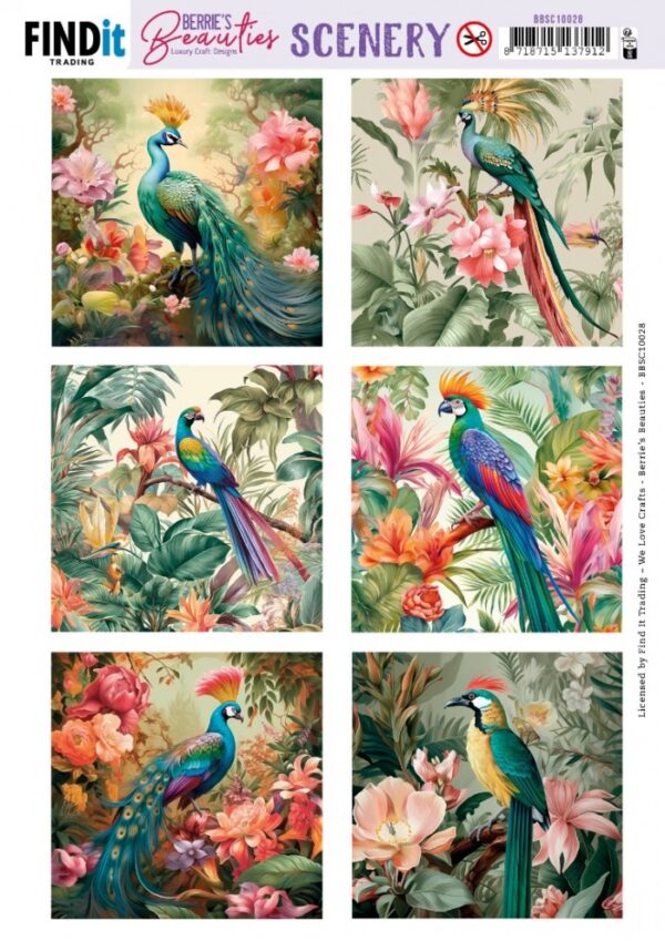 Push-out sheet - 3D - Berrie's Beauties - Peacock Square - BBSC10028