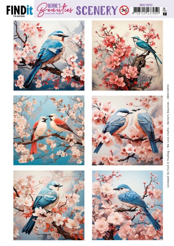 Push-out sheet - 3D - Berrie's Beauties - Blue Bird Square - BBSC10032