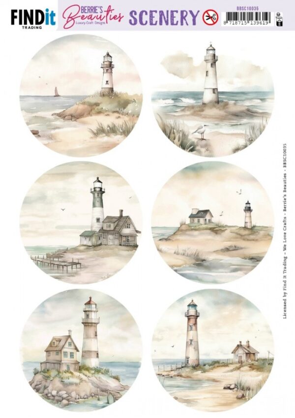 Push-out sheet - 3D - Berrie's Beauties - Lighthouse Round - BBSC10035