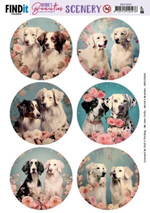 Push-out sheet - 3D - Berrie's Beauties - Pretty Pups Round - BBSC10043