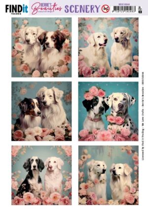 Push-out sheet - 3D - Berrie's Beauties - Pretty Pups Square - BBSC10044