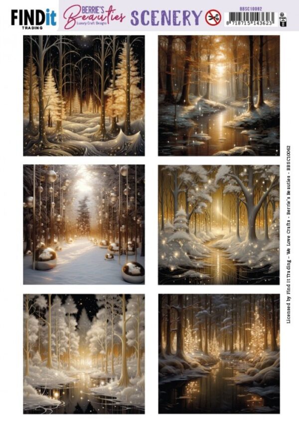 Push-out sheet - 3D - Berrie's Beauties - Frosted Gold Christmas 1 Square - BBSC10062
