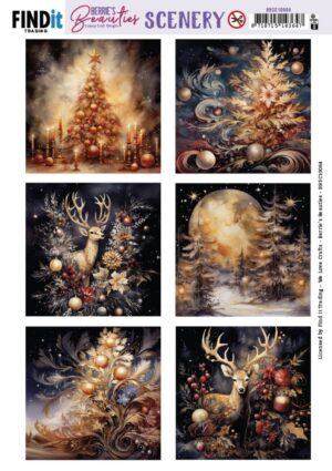 Push-out sheet - 3D - Berrie's Beauties - Frosted Gold Christmas 2 Square - BBSC10064