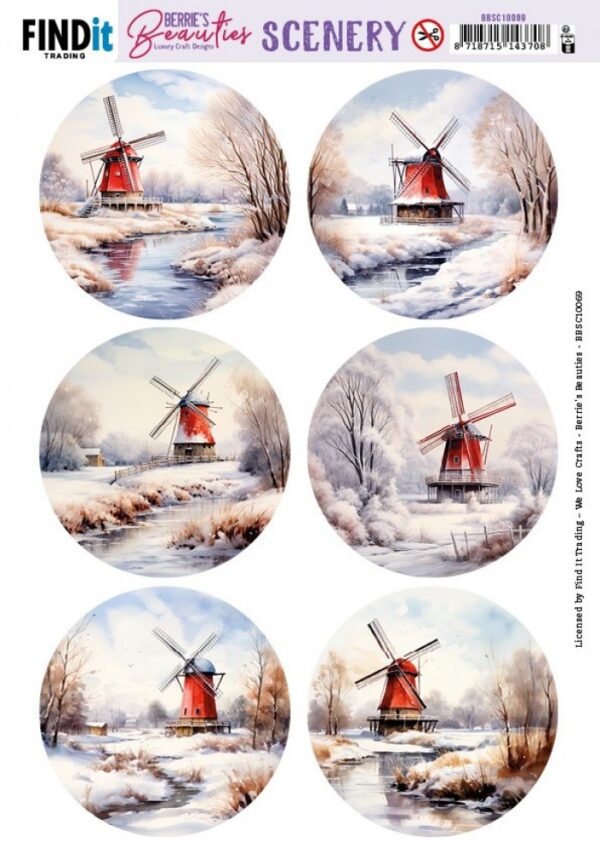 Push-out sheet - 3D - Berrie's Beauties - Winter Landscape Round - BBSC10069