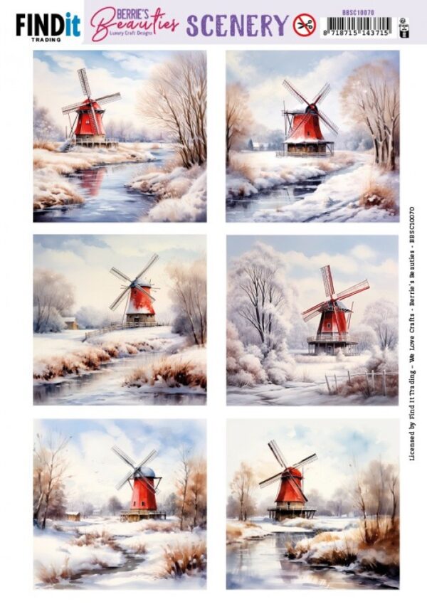 Push-out sheet - 3D - Berrie's Beauties - Winter Landscape Square - BBSC10070