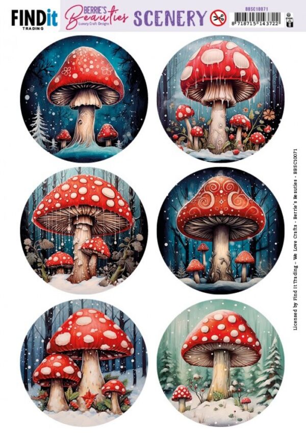 Push-out sheet - 3D - Berrie's Beauties - Mushroom Round - BBSC10071
