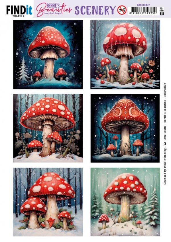 Push-out sheet - 3D - Berrie's Beauties - Mushroom Square - BBSC10072