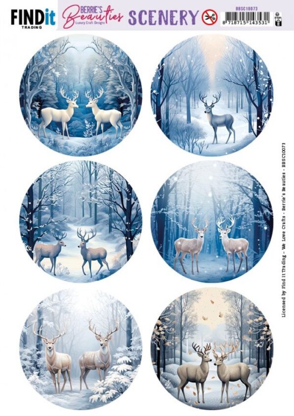 Push-out sheet - 3D - Berrie's Beauties - Deer Round - BBSC10073