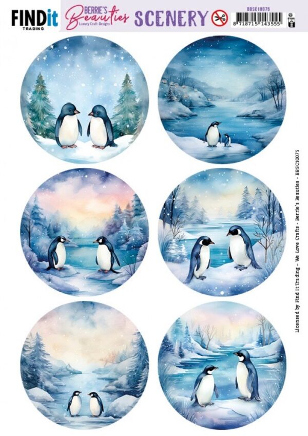 Push-out sheet - 3D - Berrie's Beauties - Penguin Round - BBSC10075