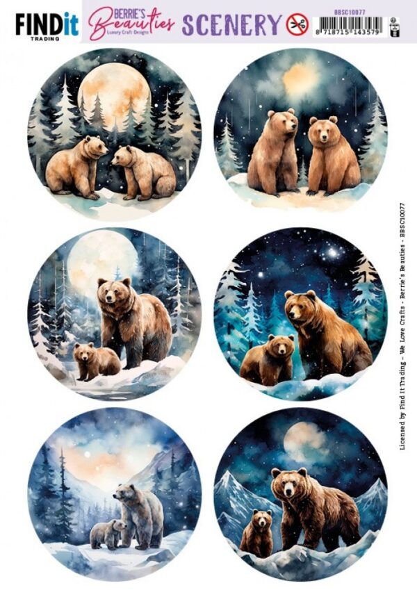 Push-out sheet - 3D - Berrie's Beauties - Bear Round - BBSC10077