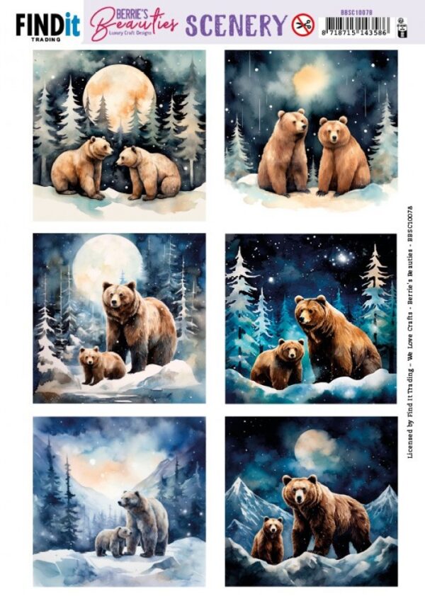 Push-out sheet - 3D - Berrie's Beauties - Bear Square - BBSC10078