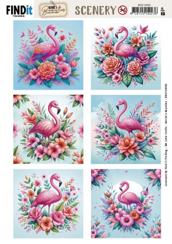 Push-out sheet - 3D - Berrie's Beauties - Flamingo Square - BBSC10092