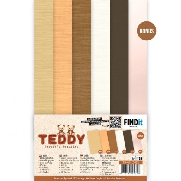 Linnen Kaartenkarton - Berrie's Beauties - Teddy - BB-4K-10013