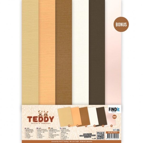 Linnen Kaartenkarton - Berrie's Beauties - Teddy - BB-A4-10013