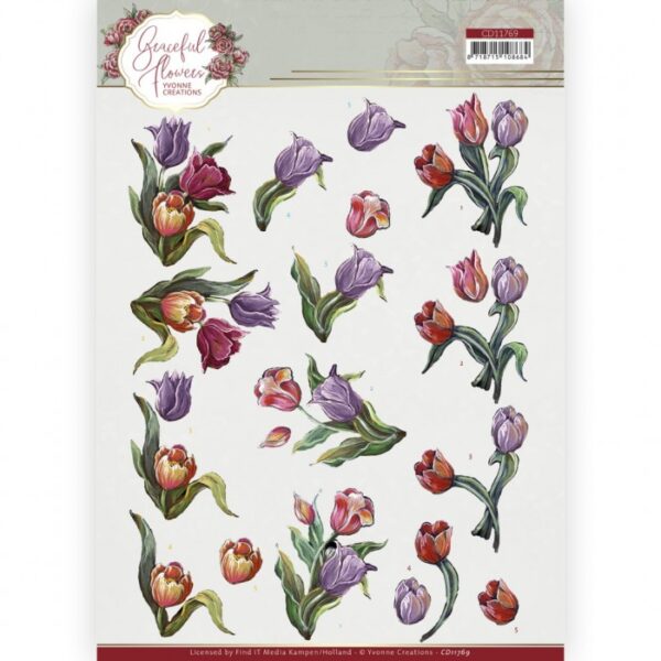Push-out sheet - 3D - Yvonne Creations - Colourful Tulips - CD11769
