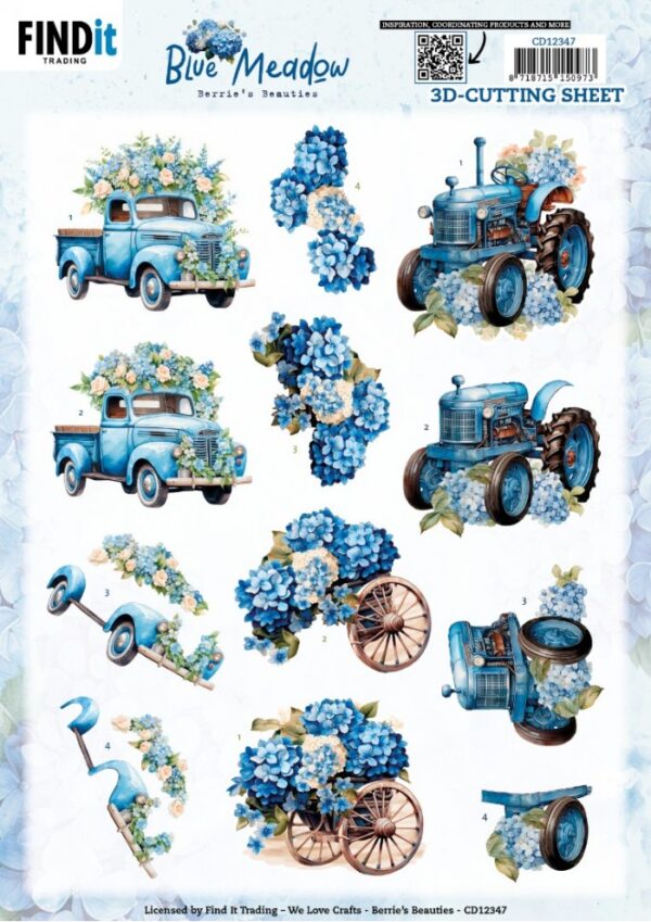 knipvel-3D- Berries Beauties - Blue Meadow - Transport - CD12347