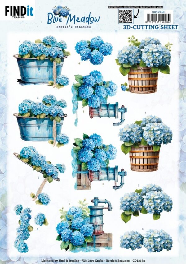 knipvel-3D- Berries Beauties - Blue Meadow - Water Pump - CD12348