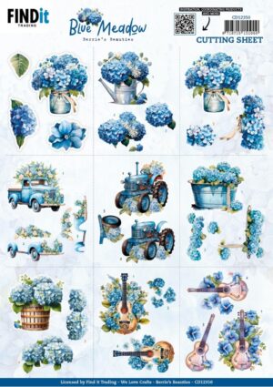 knipvel-3D- Berries Beauties - Blue Meadow - Mini - CD12350